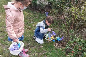 Die Korfballer des KC Grün-Weiß haben ein Eiersuchen für Kinder organisiert.