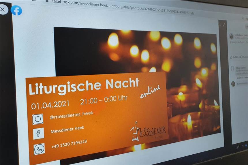 Messdiener-Leiterrunde mit digitalem Angebot am Gründonnerstag Die liturgische Nacht in Heek findet zum zweiten Mal digital statt.