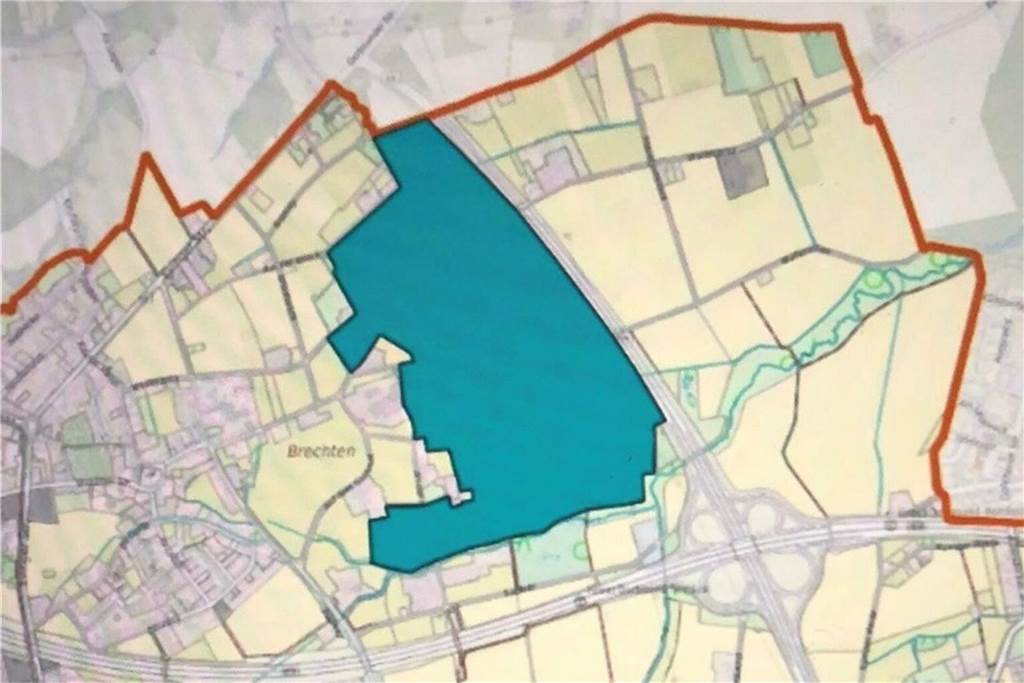 Diskussion um Gewerbe in Brechtener Niederung: „Aus planerischer Sicht nicht ideal“ Die markierte Fläche ist das von Dortmund angedachte Gewerbegebiet in der Brechtener Niederung.