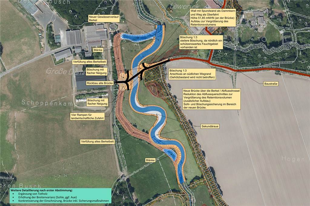 Nächstes Drosselbauwerk: Weitere Hochwasserschutzmaßnahme an der Berkel Skizze von der Maßnahme