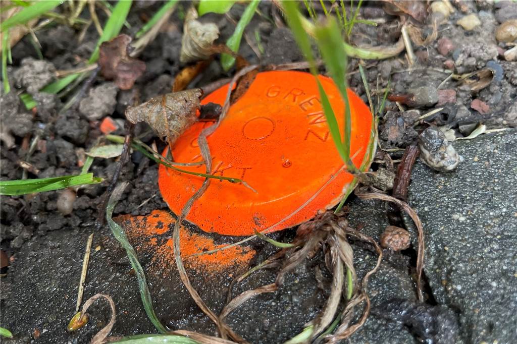 Hauseigentümer in Lünen müssen Gartenhäuser und Spieltürme entfernen Die Mitarbeiter der Stadt markierten in den Gärten die Grenze zwischen städtischem und privatem Grund.