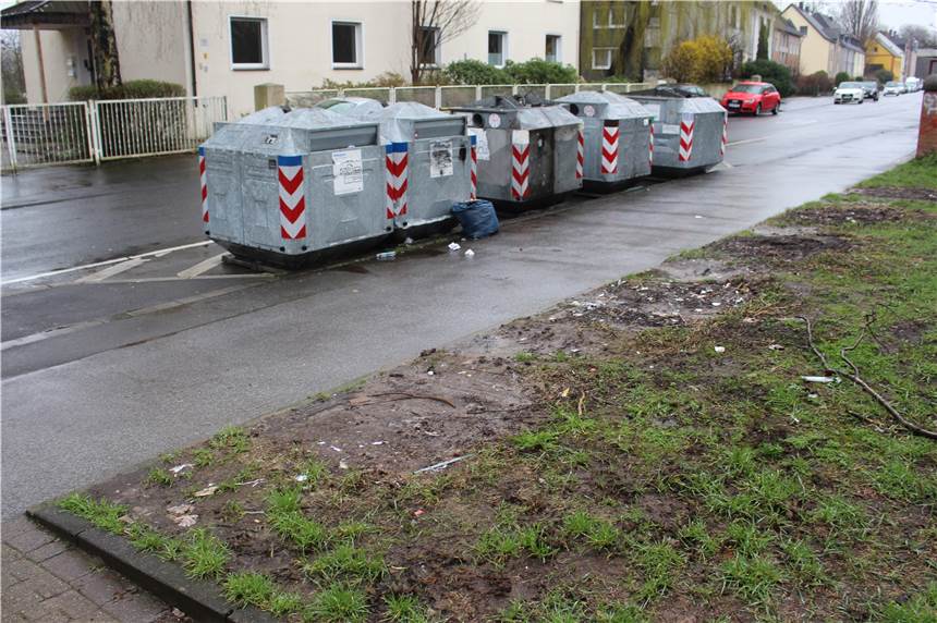 Container im Schlamm: Beschwerden der Anwohner in Somborn haben Erfolg Die Depot-Container stehen jetzt auf einem Parkstreifen und einer Sperrfläche der Somborner Straße.
