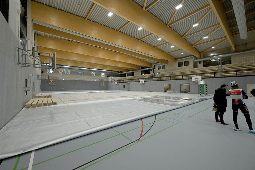 Die neue Sporthalle in Lünen an der Dammwiese.