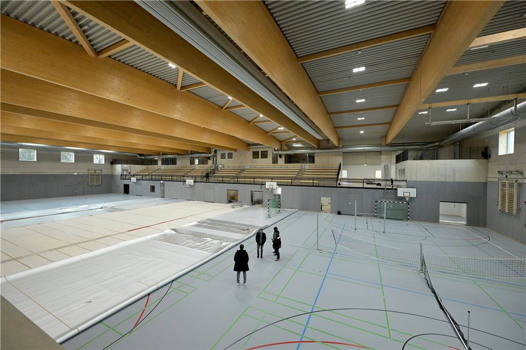 Die neue Sporthalle in Lünen an der Dammwiese.