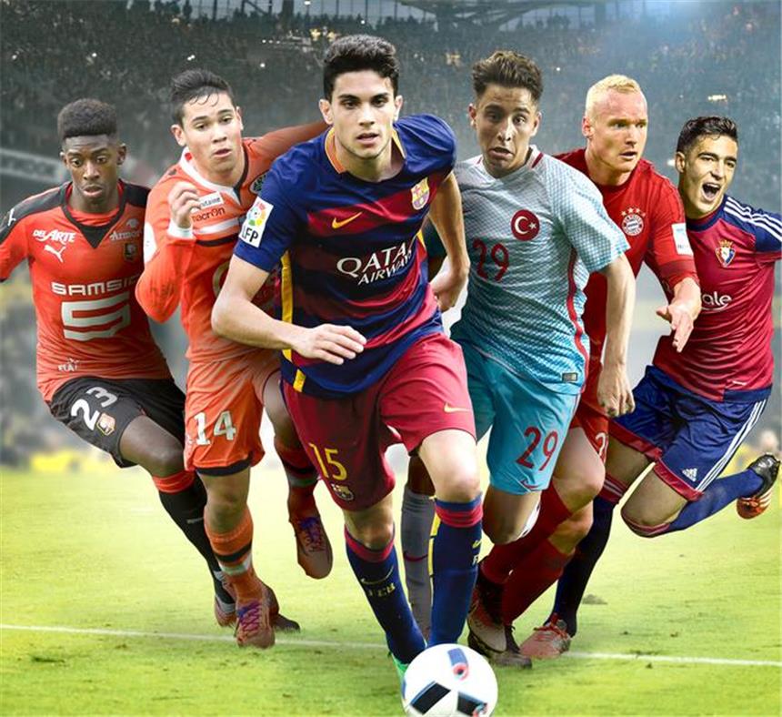 Die Neuen beim BVB (v.l.): Ousmane Dembele, Raphael Guerreiro, Marc Bartra, Emre Mor, Sebastian Rode und Mikel Merino.