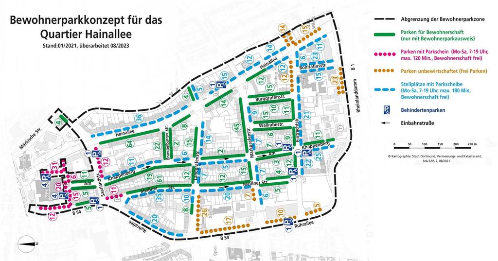 Dortmunder Innenstadt bekommt neue Bewohner-Parkzone Die neuen Parkregelungen rund um die Wohnquartiere rund um die Hainallee im Überblick.