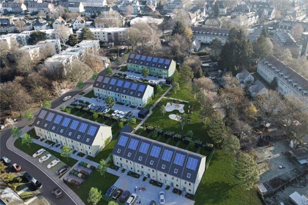Mit eigenem Garten: Vivawest baut 28 neue Reihenhäuser in Dorstfeld Projektion der 28 neuen Vivawest-Reihenhäuser, die in Dorstfeld entstehen sollen