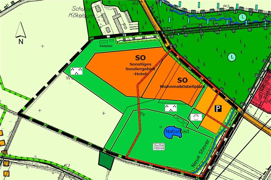 Der neue Flächennutzungsplan mit den Sondergebieten Hotel und Wohnmobilstellplatz.