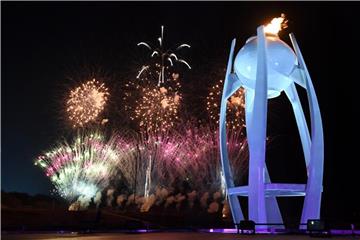 Die Olympischen Winterspiele von Pyeongchang werden mit einem Feuerwerk beendet. Foto: Florien Choblet