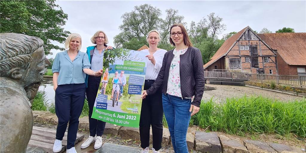 Event „Anradeln“: Heek und Legden schwingen sich auf die Sättel Die Organisatorinnen (von links) Karin Green, Ute Schwietering, Heidi Schiller und Sabrina Lange freuen sich, dass das Event Anradeln in Heek und Legden dieses Jahr steigen kann.