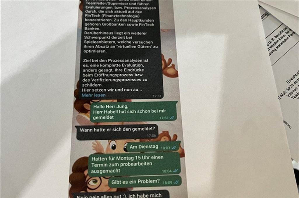 Lünerin wird Opfer von ausgeklügelter Betrugsmasche Auszug des Chats