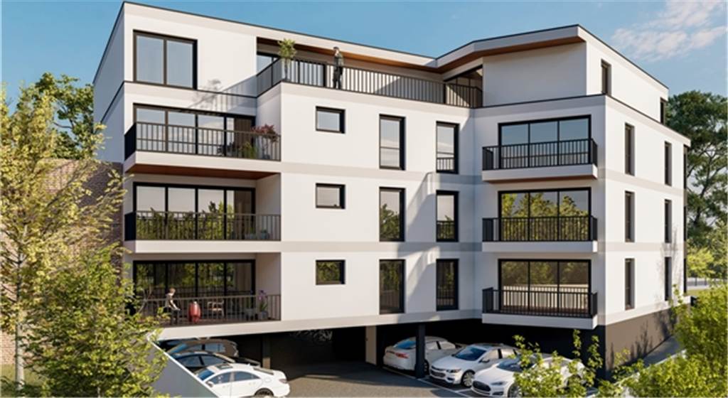 Back-Bistro auf Schwerin wird abgerissen: Neubau mit 15 Wohnungen geplant Die Rückansicht des geplanten Neubaus auf Schwerin. Zu sehen sind außerdem die Pkw-Stellplätze von denen es pro Wohnung einen geben soll.