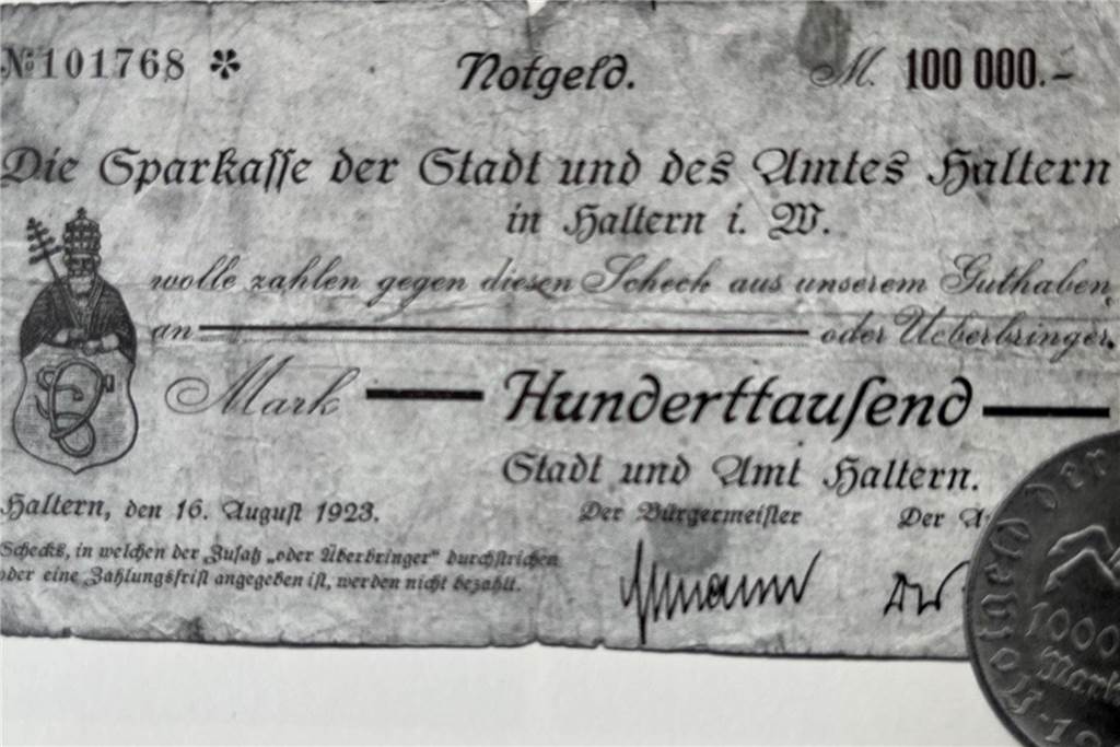 Über 160 Jahre Sparkasse in Haltern: Geschichte bekommt neues Kapitel Halterner Notgeld von 1923