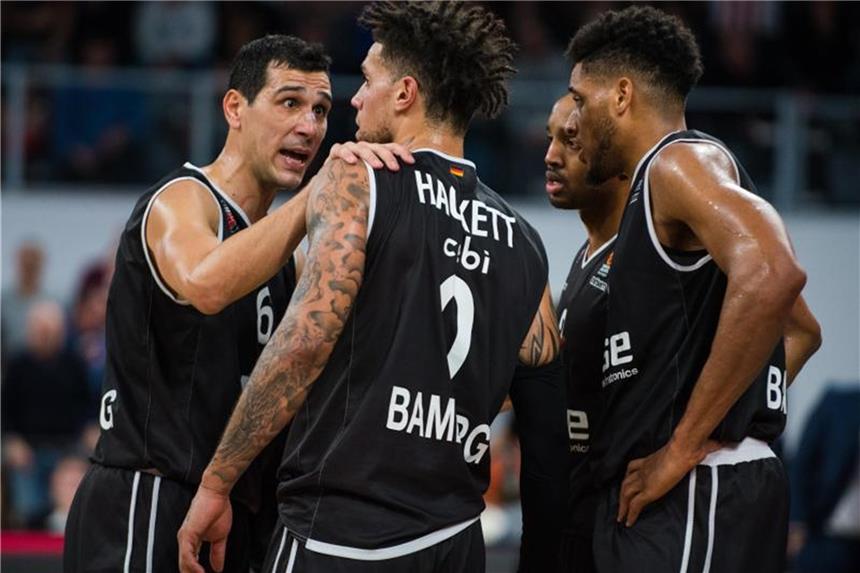 Brose Bamberg zeigt Reaktion: Sieg gegen Panathinaikos Die Spieler von Brose Bamberg feierten einen souveränden Sieg gegen Panathinaikos. Foto: Nicolas Armer