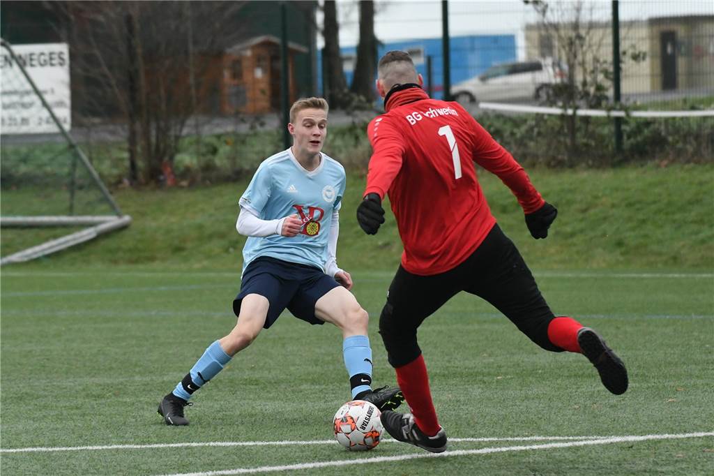 Die Spvg Schwerin II (Kreisliga B) musste sich in ihrem ersten Testspiel des Neuen Jahres dem Team von BW Huckarde II, Neunter der Dortmunder Kreisliga B1, mit 0:2 geschlagen geben. Zur Pause hatte es noch 0:0 gestanden.