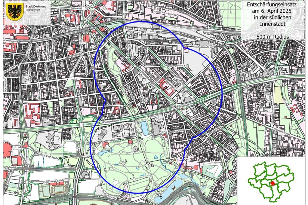 Große Evakuierung geplant: Was Sie über die Bombenentschärfung wissen müssen Die Stadt Dortmund hat einen Evakuierungsradius ausgearbeitet, der alle Verdachtspunkte berücksichtigt