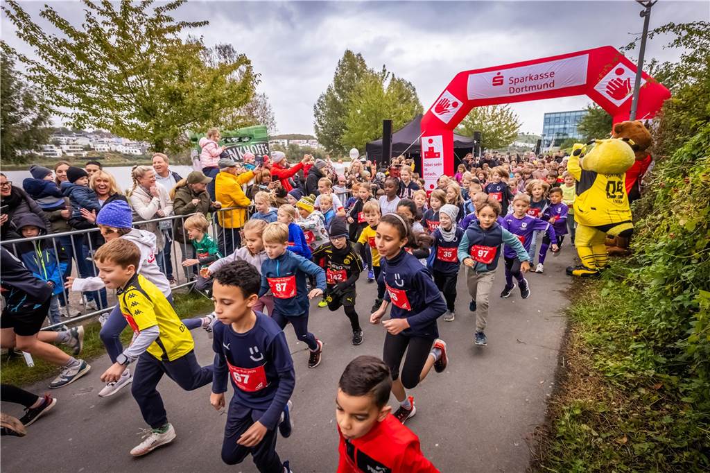 Die Stimmung bei dem Kinderlauf Kids Fun Run am Phoenix-See war großartig.