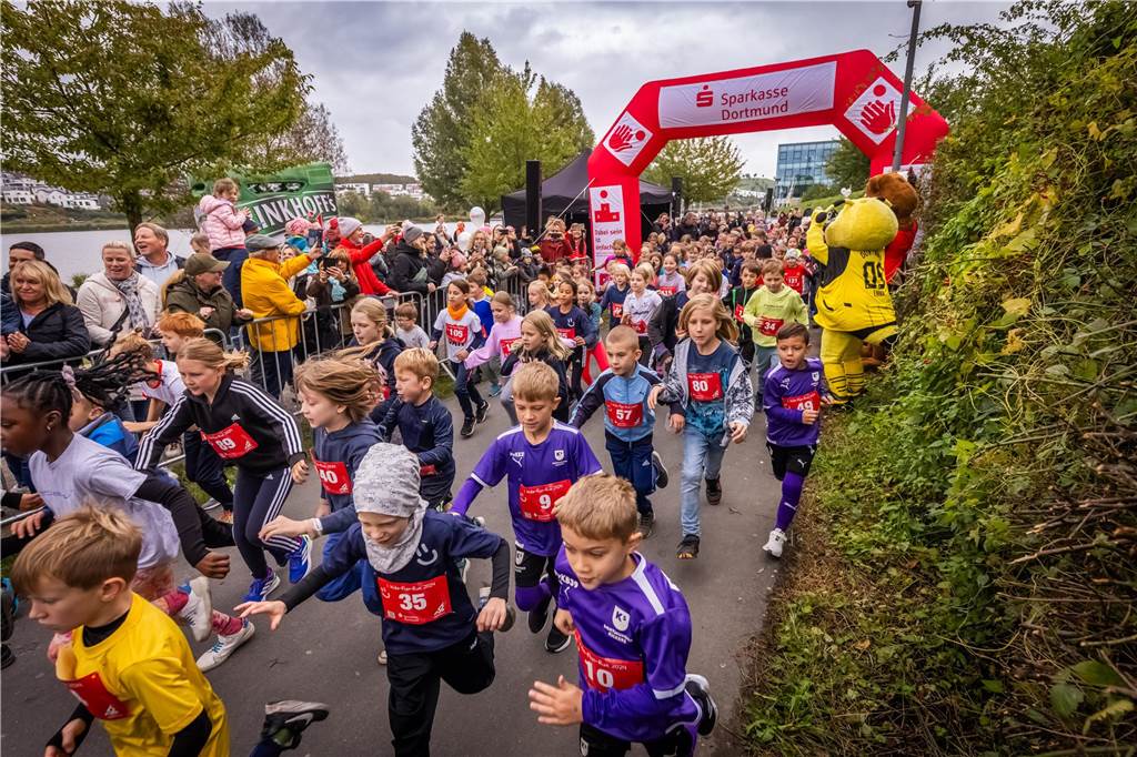 Die Stimmung bei dem Kinderlauf Kids Fun Run am Phoenix-See war großartig.