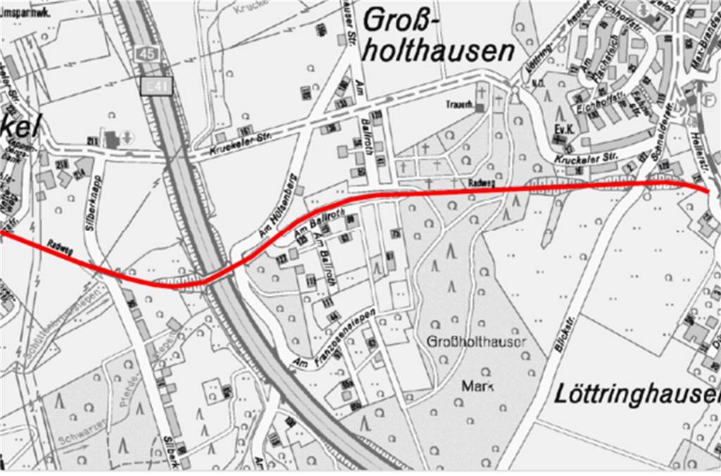 Rheinischer Esel sollte längst asphaltiert sein – Dämpfer für den Radverkehr Die Strecke des Rheinischen Esels auf Dortmunder Stadtgebiet.