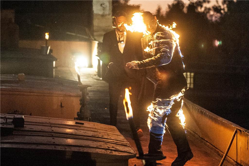 Stuntshow während der Extraschicht am Hebewerk in Waltrop.