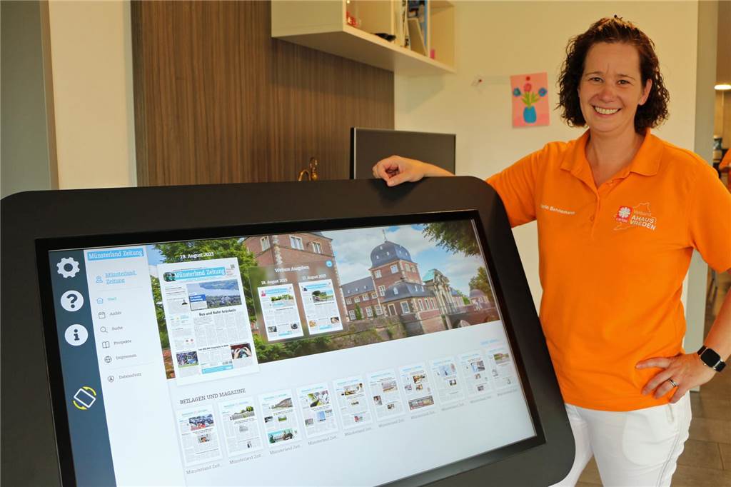 Digitaler Weg in der Tagespflege: Care Table bereichert den Pflegealltag Für die Mitarbeiter ergeben sich ganz neue Möglichkeiten im Alltag. Der Care Table ergänze das Betreuungsprogramm, wie Karin Bennemann erklärt.
