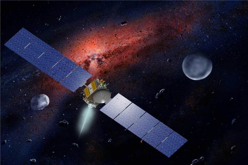 Sonde „Dawn“ geht in kommenden Wochen der Treibstoff aus Die US-amerikanische Raumfahrtsonde „Dawn“. Foto: DB NASA Hartmann / UCLA