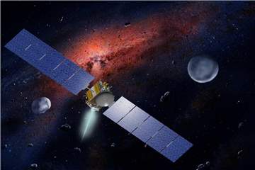 Die US-amerikanische Raumfahrtsonde „Dawn“. Foto: DB NASA Hartmann / UCLA