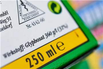 Die Verpackung eines Unkrautvernichtungsmittels, das den Wirkstoff Glyphosat enthält. Foto: Patrick Pleul/Archiv