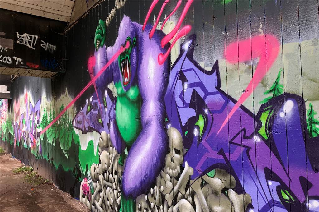 Spurensuche nach illegalem Rave führt zu überraschendem Ort Die Wände der ehemalien Schießanlage im Naturschutzgebiet Buschei sind mit kunstvollen Grafitti verziert. Hier fand am Sonntag (4.7.) eine illegale Raveparty statt