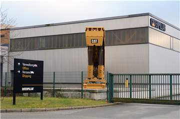 Die Werkseinfahrt von Caterpillar in Wethmar.