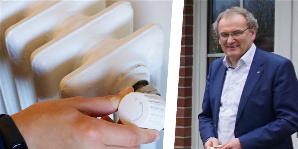 Helmut Sunderhaus zur Energiekrise: „Fangen Sie jetzt mit dem Gassparen an!“ Eine Hand dreht an einer Heizung