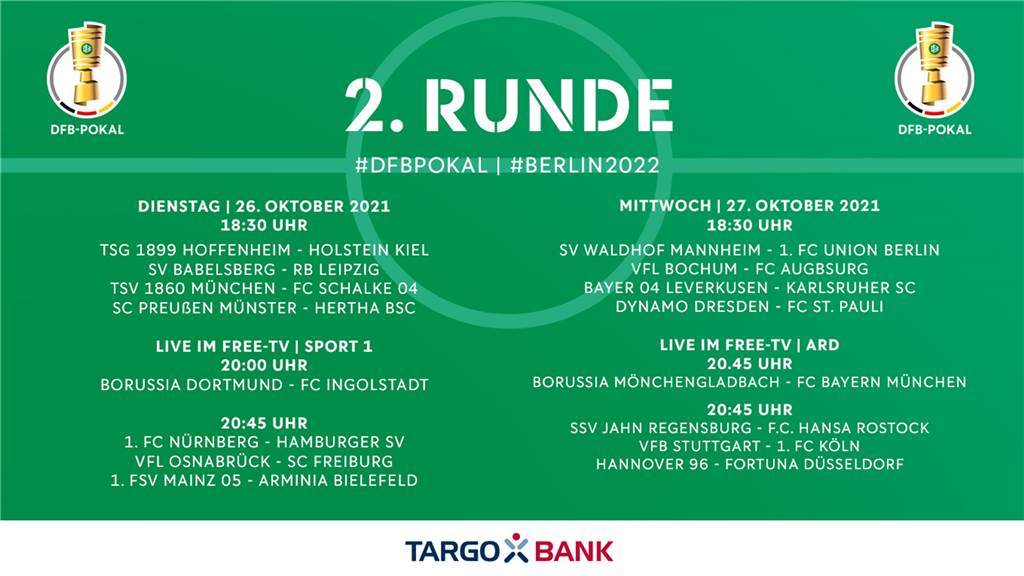 Die zweite Runde des DFB-Pokals wurde zeitgenau angesetzt.