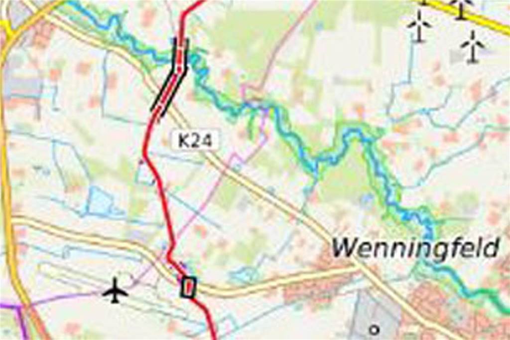 Diese Amprion-Karten bildet den detaillierten Verlauf der Erdkabeltrasse durch Stadtlohn ab