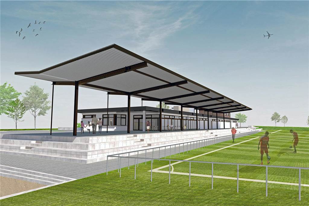 Neue Ära für den VfL Schwert: Stadion-Projekt für rund 9 Millionen Euro ebnet Perspektiven Diese Animation vermittelt, wir die Sportstätte aussehen wird, die im Gewerbegebiet Wandhofener Bruch gebaut wird. Bernd Arnhold (VfL Schwerte 1911) verspricht sich einen Aufschwung für den Klub durch das neue Stadion