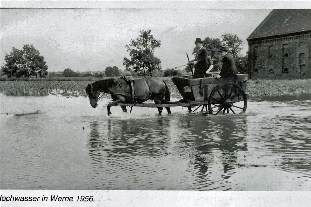 Größte Hochwasser-Katastrophe in Werne liegt fast 100 Jahre zurück Diese Aufnahme von Hochwasser in Werne stammt aus dem Jahre 1956.
