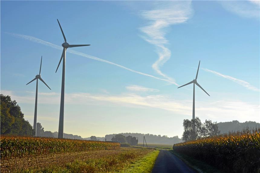 „Risiko für Bürger beim Windpark klein halten“ Diese beiden Windräder drehen sich bereits in Rechede. Der Bürgerwindpark soll am Alten Postweg entstehen, auf der Stadtgrenze zu Haltern.
