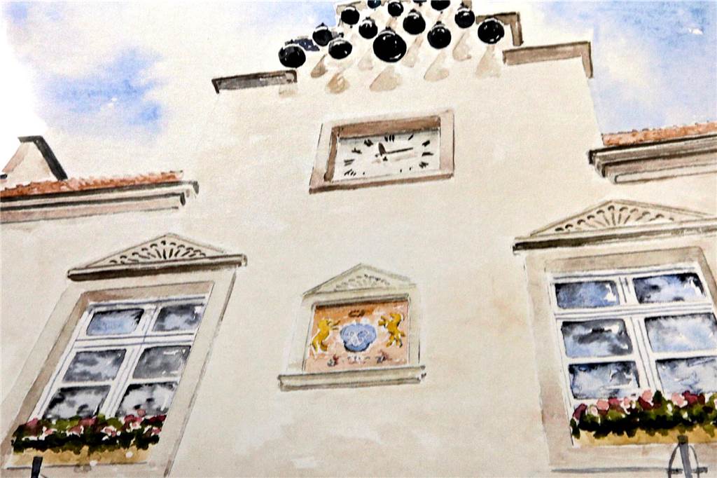 Hexenbuchen und der „Griese Mönch“: Manfred Vorholt malt für Klara Detailansicht vom Alten Rathaus.