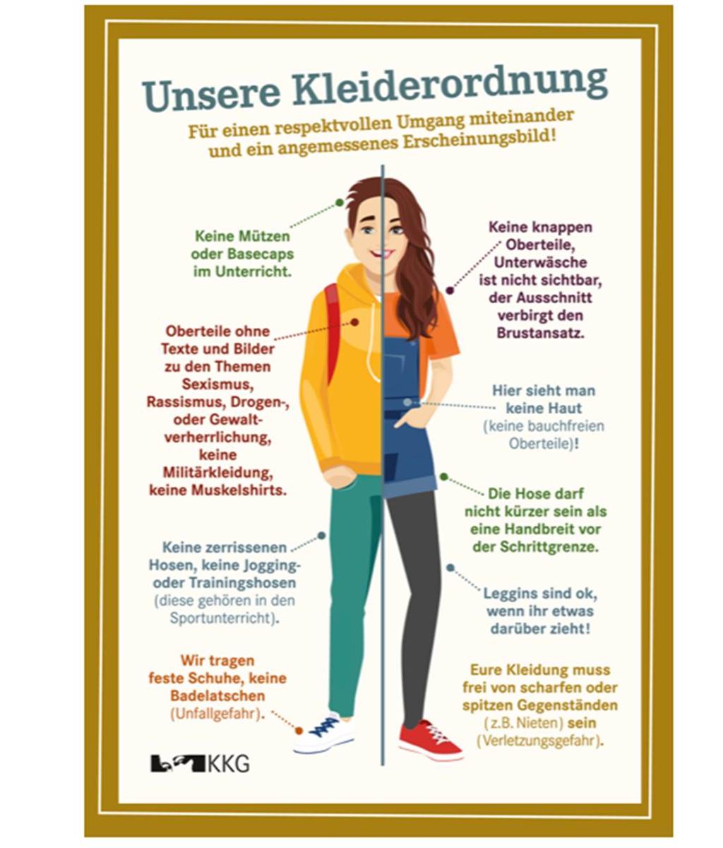 Diese detaillierte Kleiderordnung der Käthe-Kollwitz-Gesamtschule in Lünen gilt seit dem 20. März. 