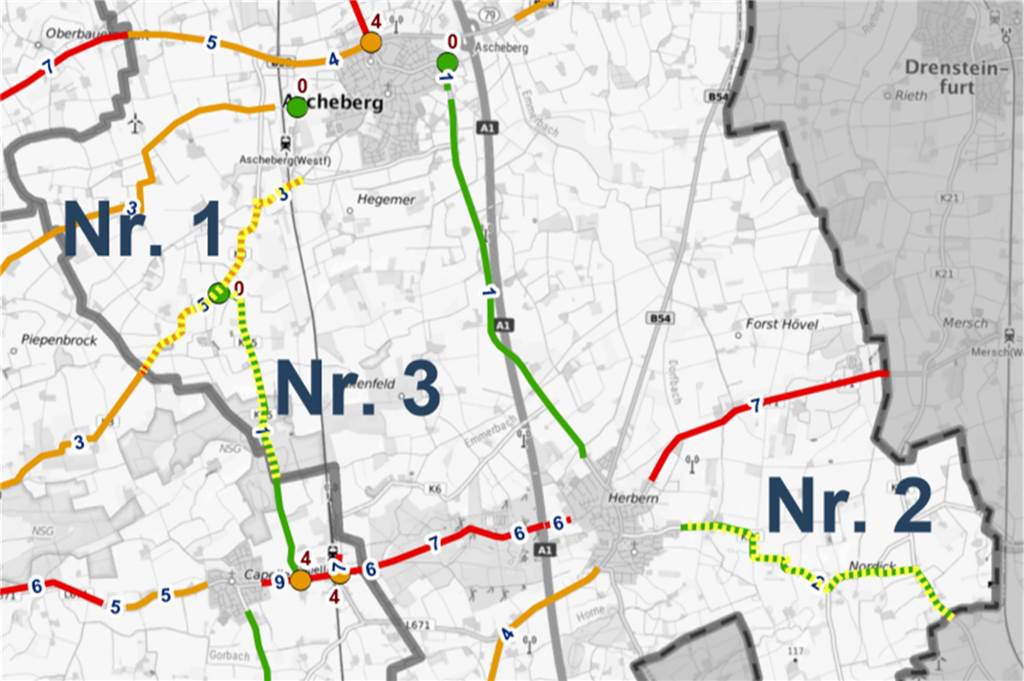Geförderter Radewegebau in Ascheberg: Kreis Coesfeld will aufs Gaspedal drücken Diese drei Wege haben die höchste Priorität für das Radwegeausbauprogramm des Kreises Coesfeld.