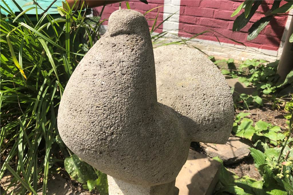 Zwischen Chaos und Ordnung: Im Garten eines Castrop-Rauxeler Künstlers Diese Taube aus Muschelkalkstein erinnert den Künstler an sein Studium.