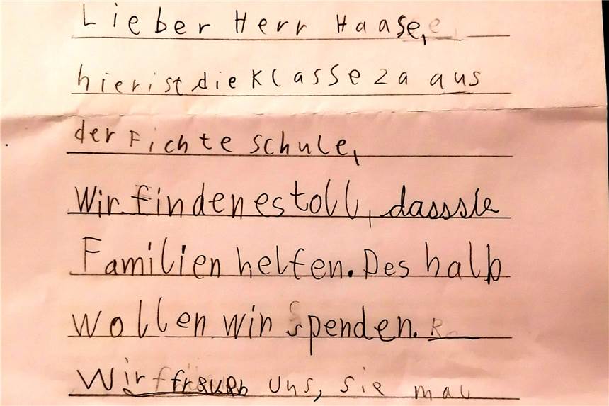 Dortmunder Grundschüler verzichten auf Spielzeug und spenden Geld Diesen Brief plus 60 Euro richteten die Kinder der Klasse 2a der Neuasselner Fichte-Grundschule an den Kinder- und Jugendhospizdienst Löwenzahn