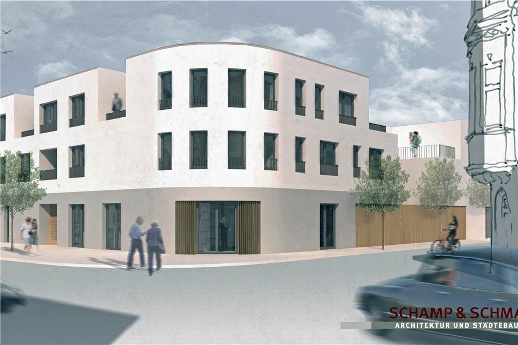 Neuer Blickfang in Husen: Sparkassen-Neubau schreitet voran Diesen Entwurf hat das Architekturbüro Schamp & Schmalöer für das neue Gebäude an der Husener Straße/Ecke Kühlkamp vorgelegt