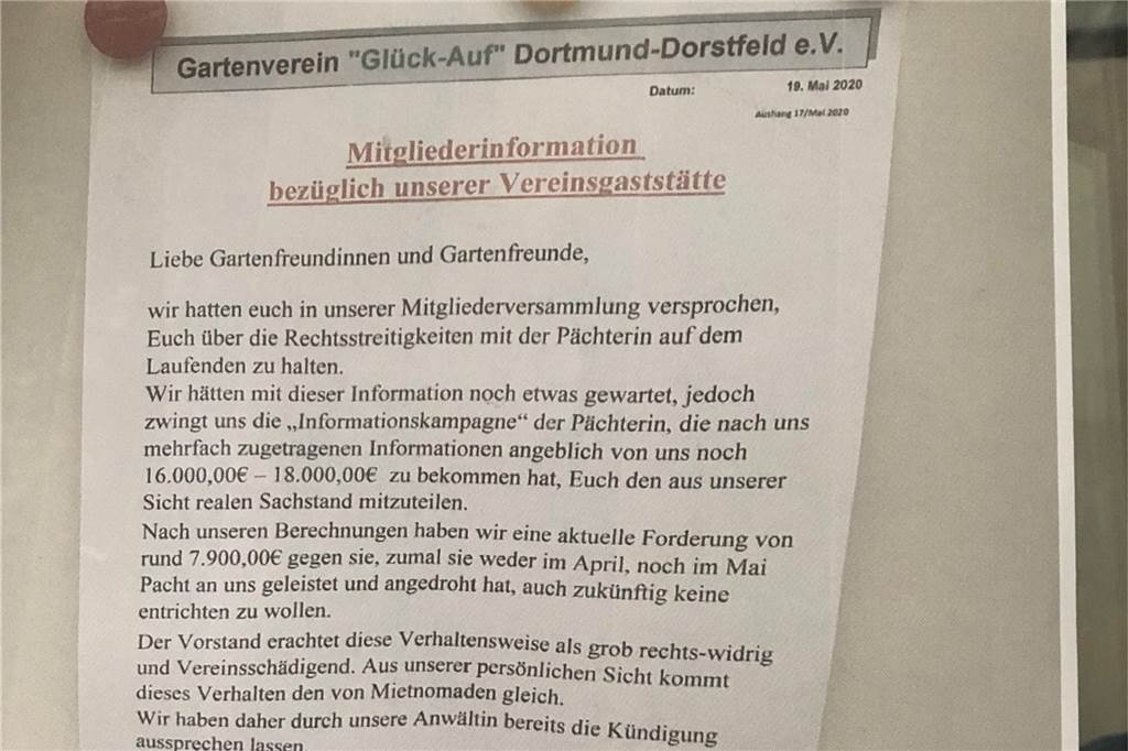 Dieser Aushang war kurzzeitig in allen Schaukästen des Gartenvereins "Glück Auf" zu finden.