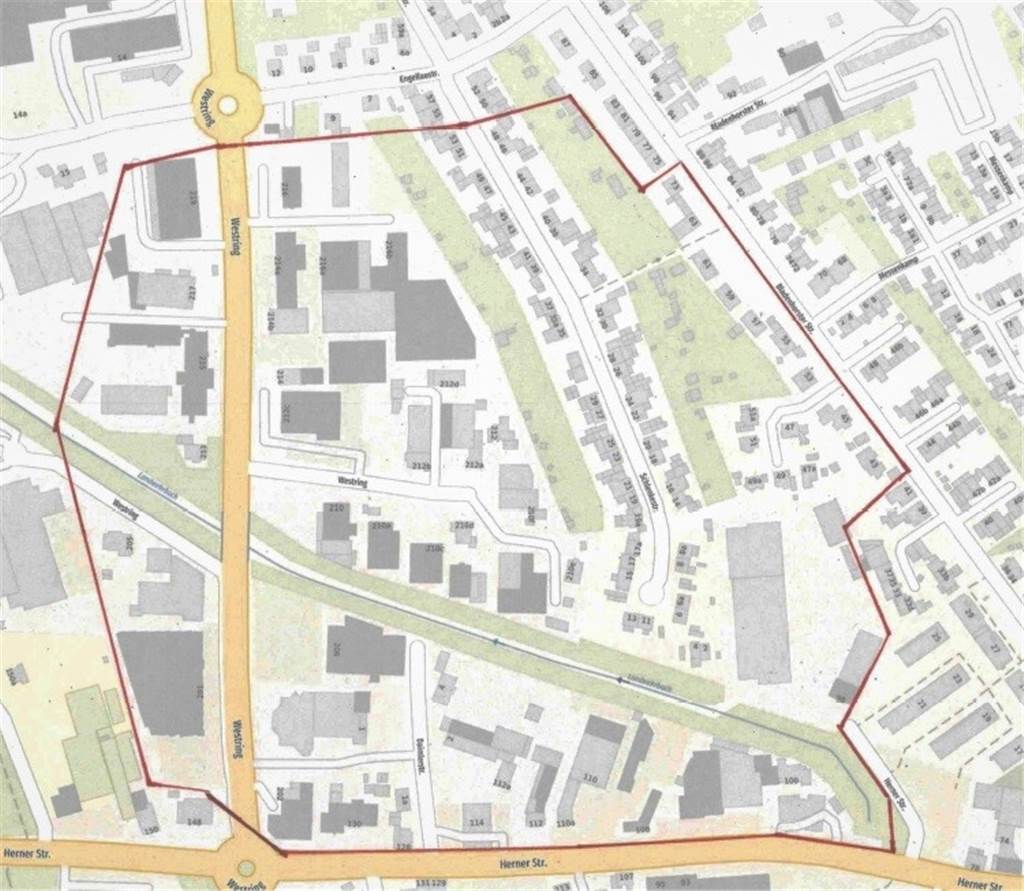 Blindgänger am Castrop-Rauxeler Westring entschärft Dieser Radius muss evakuiert werden. Die Bombe wurde in der Nähe des Landwehrbachs gesichtet.