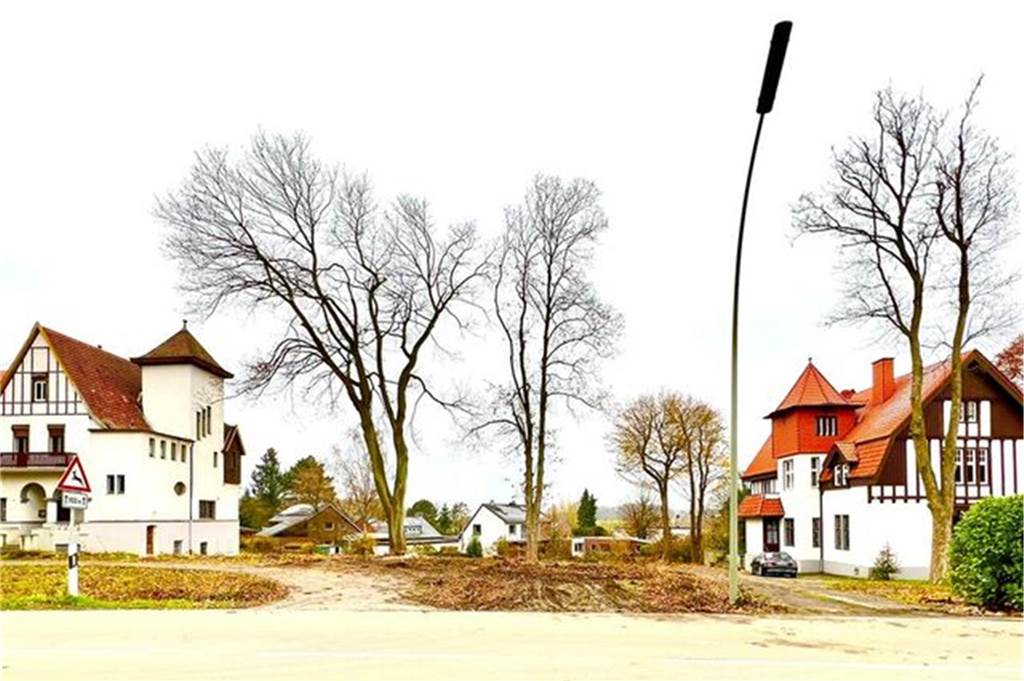 Dieses Foto zeigt beide Cappenberger Villen an der Borker Straße auf einen Blick, links die Villa Schmieding (Waldschmiede) und rechts die Villa Overbeck. 