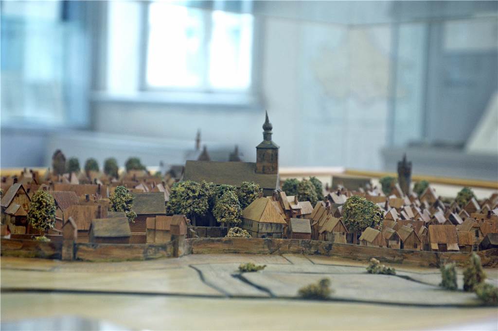 Ein Modell von Werne mit der früheren Stadtbefestigung