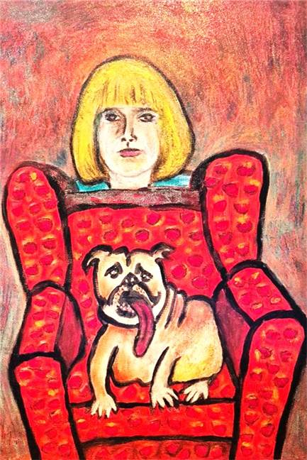 „Sie war immer an der Seite der Frauen“: Erinnerungen an Jutta Geißler-Hehlke Ein Porträt von Jutta Geißler-Hehlke mit ihrer englischen Bulldogge Manni, gemalt von Gabriella Wollenhaupt