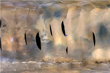 Dieses von der NASA zur Verfügung gestellte Bild zeigt einen Sandsturm auf dem Mars, aufgenommen vom Mars Reconnaissance Orbiter. Foto: NASA/JPL-Caltech/MSSS