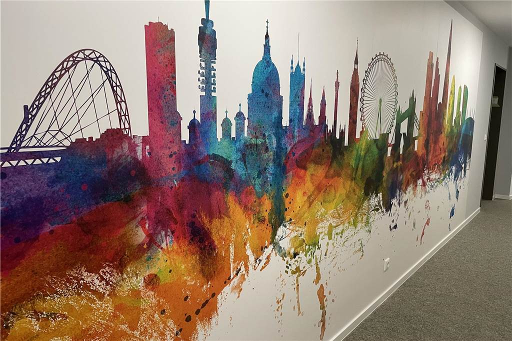 Dieses Wandbild zeigt die Skyline von London.