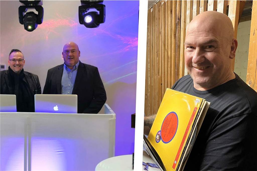 Hochzeitsmesse in Herten: Heiraten ganz in Weiß? Zwei Bilder: Links Die DJs André und Michael. Rechts: Michael Gribowski in der geschlossenen Diskothek Saloon, Hermannstraße, in Herten, Hier: Im Keller-Bereich.